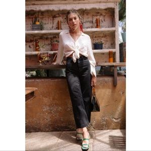 Free People Patti Wide Leg Cropped Pants, Black